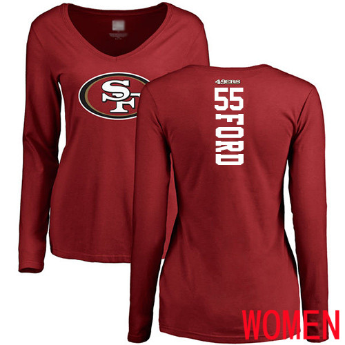 San Francisco 49ers Red Women Dee Ford Backer #55 Long Sleeve NFL T Shirt